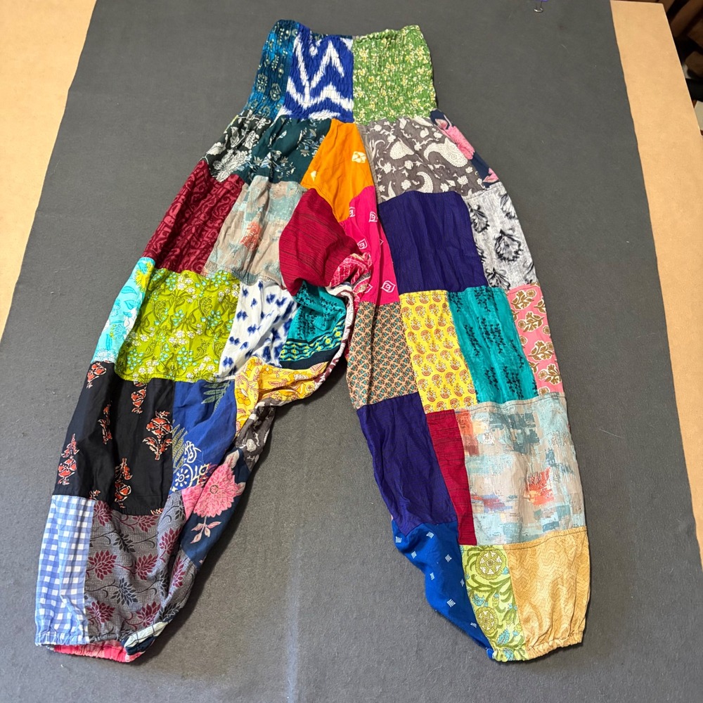 Tribe Azure Harem Pants Women S Multicolor Patchwork Cotton Boho Hippie Core